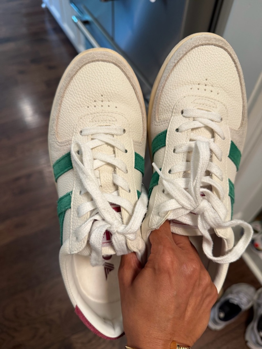 Gola Women's Grandslam Trident Sneakers in Cream, Green & Red - Picture 6 of 8